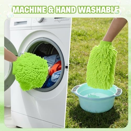 24 Pack Car Wash Mitts Bulk Microfiber Wash Mitts, Lime Green - Image 6