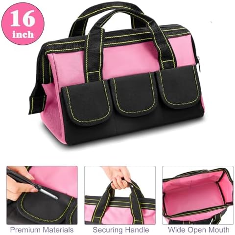 Sanwuta 3 Pack 16 Inch Tool Bags, Classic, Red, Pink, Light Purple - Image 2