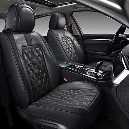 Coverado Car Seat Covers Front Seats, 2 Pack Waterproof Leather Seat Covers for Cars, Luxury Car Seat Protector, Anti-Slip Design Seat Cushions, Black Seat Covers Universal Fit for Most Cars by COVERADOAUTO