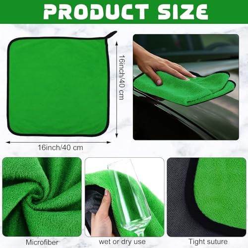 Tallew 50 Pcs Microfiber Towels:16"x16" Microfiber Drying Towels Bulk Micro Fiber Car Cleaning Cloth for Cars Drying Washing Polishing Office Windows Cleaning Household Supplies (Green,Gray) - Image 2
