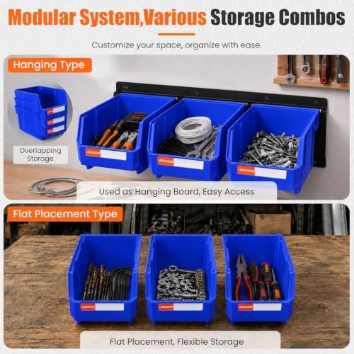 12pc Wall-Mounted Storage Organizer Set with Metal Rails Blue - Image 4