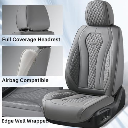 Coverado Seat Covers, Car Seat Covers Front Seats, Gray Car Seat Cover, Waterproof Car Seat Covers, Car Seat Cushion, Front Car Seat Covers Leatherette Car Seat Protector Universal Fit Most Cars - Image 3