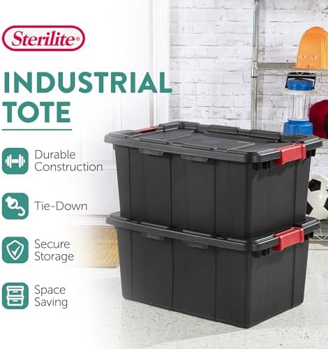 Sterilite Industrial Storage Tote with Lids for Garage, 15 Gallon, 18-Pack - Image 2