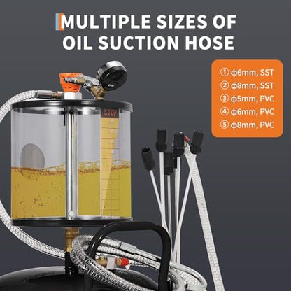 Garvee 20 Gallon Waste Oil Drain Tank, Air Operated Portable Oil Drainer with Adjustable Funnel, Fluid Fuel Transfer Drainage with Wheels, Oil Change Container for Automotive Workshops - Image 4