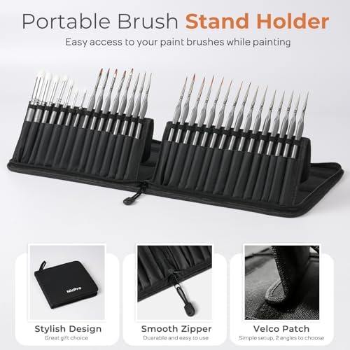 Nicpro 30 PCS Miniature Paint Brushes & Dry Brush, Model Paint Brush Set - Image 5