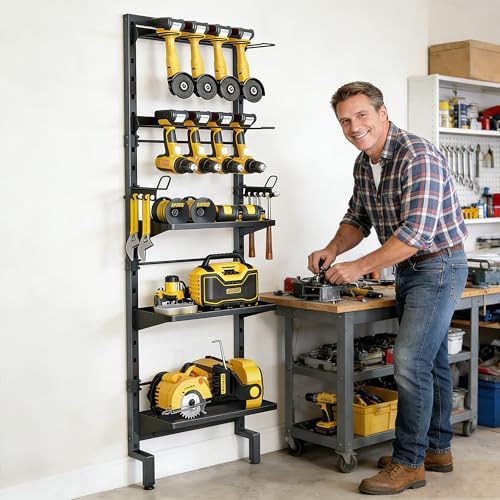 BUKFEN Garage Tool Storage Rack, Wall Mount 5-Tier Metal Organizer - Image 2