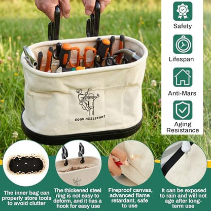 Vesici Lineman Oval Bucket Tool Bag Organizer with Hooks - Image 4