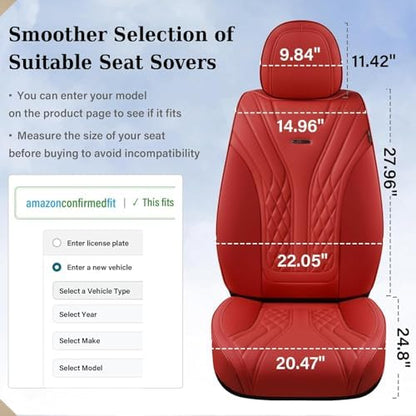 Coverado Car Seat Covers, Car Seat Covers Front Seats, 2-Pack Front Seat Cover, Nappa Leather Waterproof Seat Covers, Car Seat Protectors, Automotive Seat Covers Universal Fit for Most Vehicles - Image 3