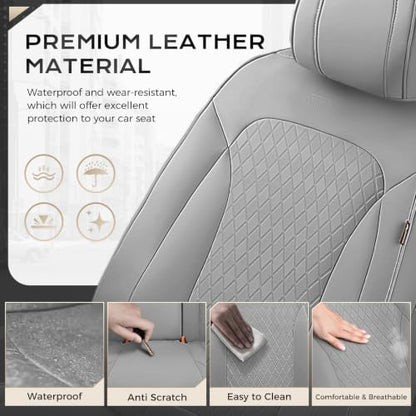 Coverado Car Seat Covers Full Set, Leather Seat Covers for Cars, Waterproof Car Seat Protectors, Durable Front and Back Car Seat Cushions Automotive Seat Covers Universal Fit for Most Cars, Gray - Image 5