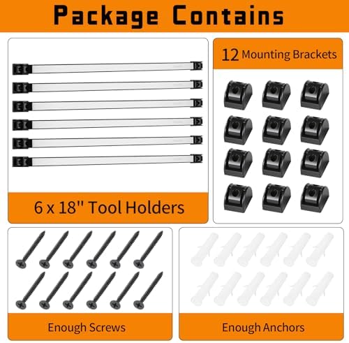 24" Magnetic Tool Holder Strip, 6 Pieces Silver Metal Tool Organizer Rack with Stainless Steel Surface, Magnet Bar for Garage Workshop, Easy To Install with Mounting Screws - Image 7