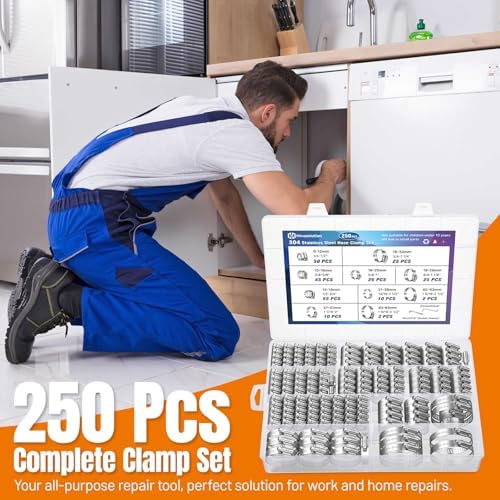 Housolution 250 PCS Pipe Clamps from 1/4" to 2.5" (6-63mm) with Clamp Tool - Image 3
