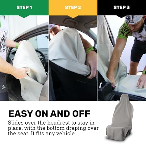 UltraSport Waterproof Towel Car Seat Cover, Universal Fit, Sweatproof & Odor-Resistant Front Seat Protector, Quick-Dry, Machine Washable for Gym, Pets, Travel, Outdoor Adventures, Gray - Image 7