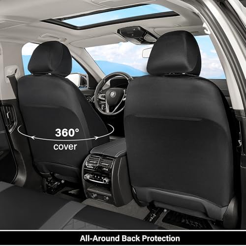 Coverado Universal Leather Seat Covers Front Seats, Front Seat Covers for SUV, Pickup Truck, Sedan, Automotive Vehicle Interior, Waterproof and Durable All Weather Protector，Black&Gray - Image 2