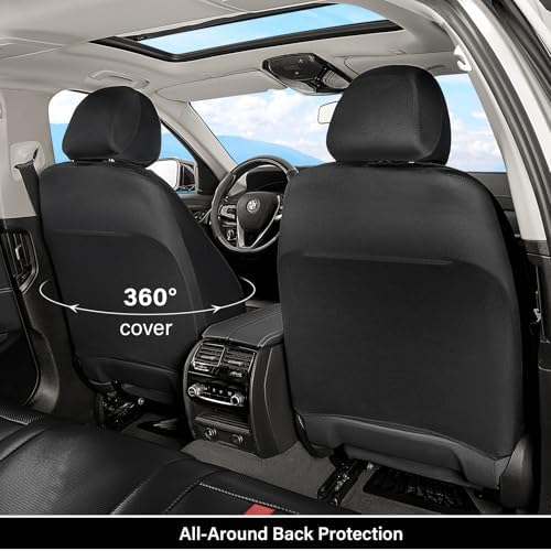 Coverado Leather Car Seat Covers Front Seats & Carbon Fiber, Waterproof and Durable All Weather Protector, Universal Fit for SUV, Pickup Truck, Sedan, Automotive Vehicle Interior, Black&Red - Image 2