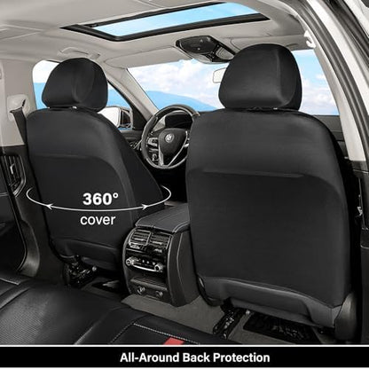 Coverado Leather Car Seat Covers Front Seats & Carbon Fiber, Waterproof and Durable All Weather Protector, Universal Fit for SUV, Pickup Truck, Sedan, Automotive Vehicle Interior, Black&Red - Image 2