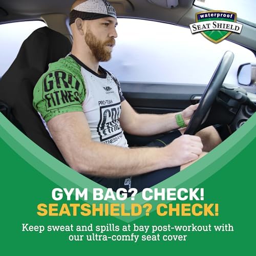 UltraSport Waterproof Towel Car Seat Cover, Universal Fit, Sweatproof & Odor-Resistant Front Seat Protector, Quick-Dry, Machine Washable for Gym, Pets, Travel, Outdoor Adventures, Black - Image 3