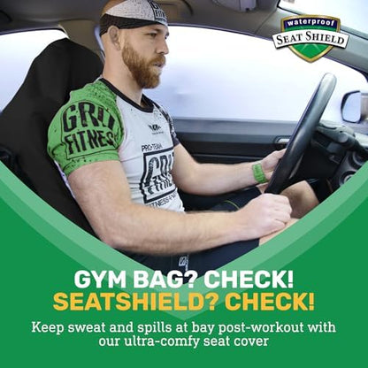 UltraSport Waterproof Towel Car Seat Cover, Universal Fit, Sweatproof & Odor-Resistant Front Seat Protector, Quick-Dry, Machine Washable for Gym, Pets, Travel, Outdoor Adventures, Black - Image 3