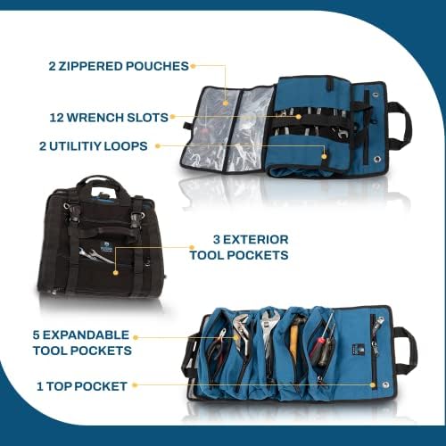 Rugged Tools Titan23-XL Tool Roll - Wrench Roll & Organizer - Canvas Tool Bag & Tool Pouch for Electrician, HVAC, Plumber, Carpenter or Auto Mechanic - Image 2