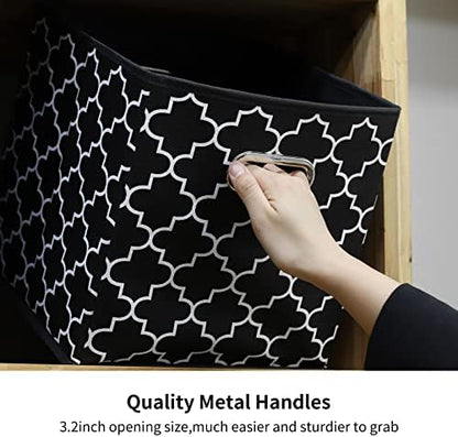 11 Inch Cube Storage Bins , Fabric Cube Organizer Bins with Handle, Foldable Cube Bins for Cloth or Accessary Storage, 11x11x11 Set of 3 (Black Light) - Image 5