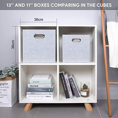 Posprica 11 Inch Cube Storage Bins for Organization, Fabric Storage Cubes Closet Storage Bins for Cube Organizer, Thick and Heavy Duty Storage Baskets for Shelves, 4pcs, Sliver Grey - Image 7