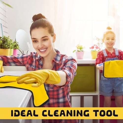 Tallew 50 Pcs 16"x16" Yellow Microfiber Towels for Cars Drying Polishing - Image 3