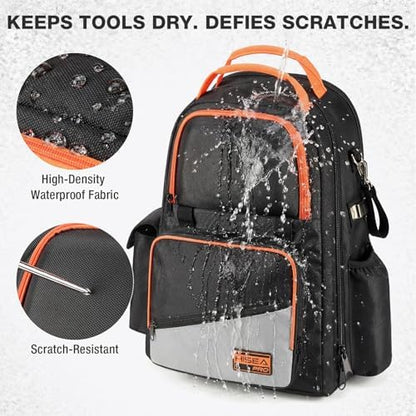 HISEA Tool Backpack, 18-Inch Heavy Duty Tool Bag Organizer with 37 Pockets - Image 5