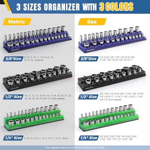 Magnetic Socket Organizer, 143-Socket Holder Tray Set| Strong Base - Image 2