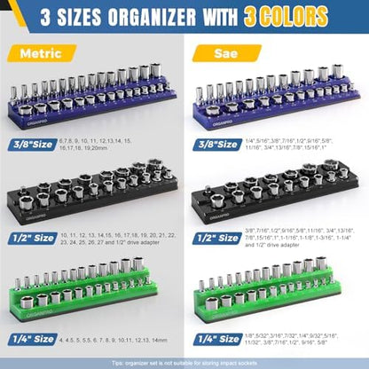 Magnetic Socket Organizer, 143-Socket Holder Tray Set| Strong Base - Image 2