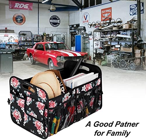 Femuar Car Trunk Organizer,Car Storage Organizer with 72L Large Capacity Waterproof Collapsible and 11 Pockets,Trunk Organizer for Car Suv/Jeep/Sedan, Large Size, Flower - Image 6