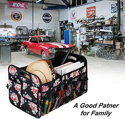 Femuar Car Trunk Organizer,Car Storage Organizer with 72L Large Capacity Waterproof Collapsible and 11 Pockets,Trunk Organizer for Car Suv/Jeep/Sedan, Large Size, Flower - Image 6