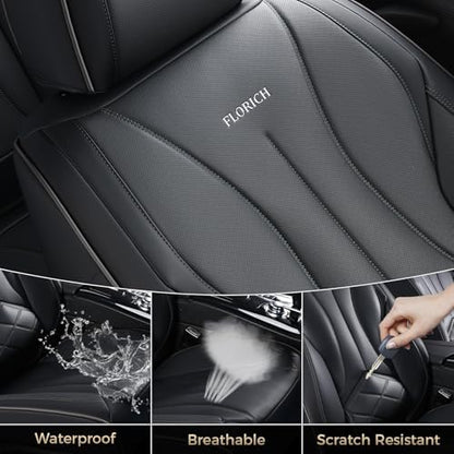 FLORICH Front Car Seat Covers, Leather Seat Covers for Cars, Waterproof Car Seat Protectors 2 Pack, Front Seat Covers for Cars, Automotive Seat Covers Protector Fit for Most Sedans SUV Pick-up Truck - Image 6