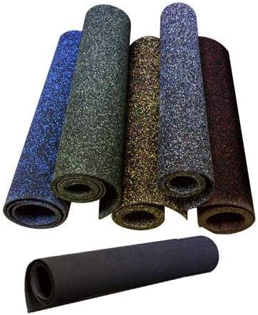 American Floor Mats 1/4in (7mm) Thick 10% Blue 4' x 15' Heavy Duty Rubber Rolls, Protective Exercise Mats, Home Gym Rubber Flooring by AmericanFloorMats