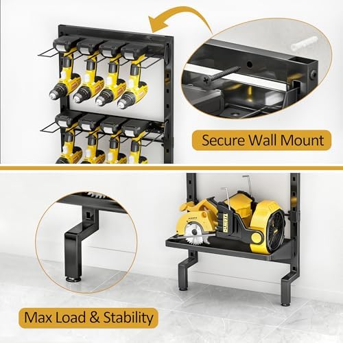 BUKFEN Garage Tool Storage Rack, Wall Mount 5-Tier Metal Organizer - Image 5