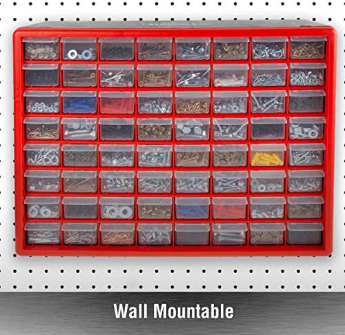 Stalwart 64-Drawer Storage Organizer, Red - Image 5