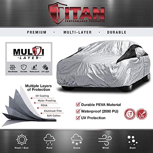 Titan Premium Multi-Layer PEVA Car Cover for Large Sedans 203-212". Waterproof, UV Protection, Anti-Scratch Protective Lining, Driver-Side Zippered Opening. Fits Avalon, XTS, 6-8 and More. - Image 4