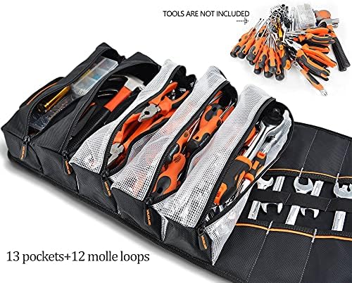 WELKINLAND Men's Tool Roll Organizer, Heavy-Duty 1680D Tool Roll Up Bag - Image 2