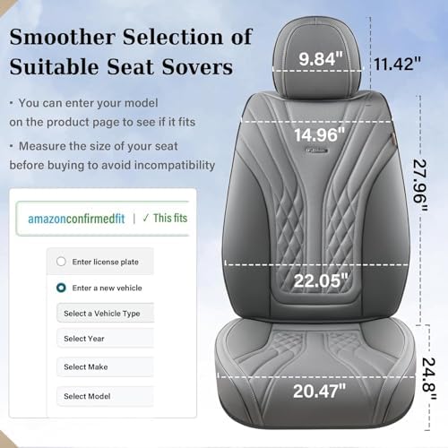 Coverado Car Seat Covers, Car Seat Covers Front Seats, 2-Pack Front Seat Cover, Nappa Leather Waterproof Seat Covers, Car Seat Protectors, Automotive Seat Covers Universal Fit for Most Vehicles - Image 5
