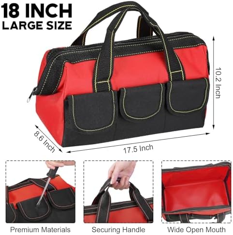 Sanwuta 3 Pack 18 Inch Tool Bags, Classic, Red - Image 2