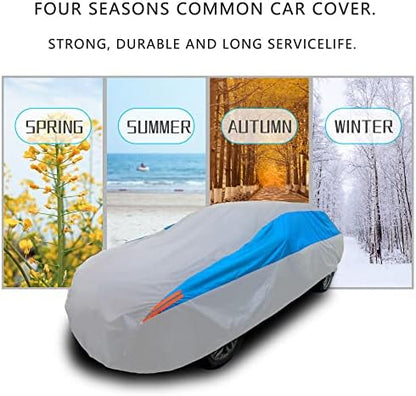 MORNYRAY Waterproof Car Cover All Weather Snowproof UV Protection Windproof Outdoor Full car Cover, Universal Fit for Sedan (Silvery, A6-Fit Sedan Length(207-216 inch) - Image 6