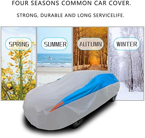 MORNYRAY Waterproof Car Cover All Weather Snowproof UV Protection Windproof Outdoor Full car Cover, Universal Fit for Sedan (Silvery, A4-Fit Sedan Length(186-193 inch) - Image 6