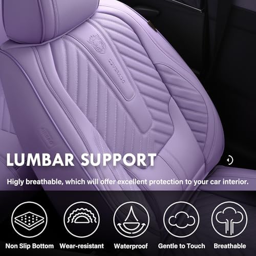Coverado Front Seat Covers, Waterproof Leather Car Seat Protector, Universal Fit for Most Cars (Purple) - Image 3