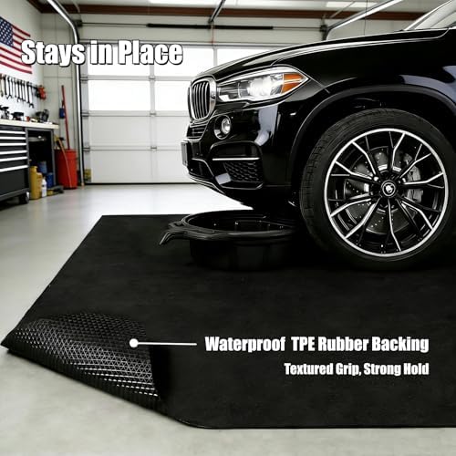 Heavy Duty Oil Spill Mat, Garage Floor Mat for Under Car, Premium Oil Absorbent Pads, Reusable, Slip-Resistant, Waterproof Rubber Backing Contains Liquids, Protects Garage Floor(XXL-60''x72'') - Image 3