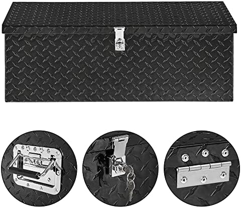 TUFFIOM 30" Aluminum Truck Bed Tool Box, Heavy Duty Diamond Plate Trailer Tool Box with Side Handle & Lock Keys, Tool Storage Organizer Chest for Pick up,Truck Bed,ATV,RV Trailer - Image 2