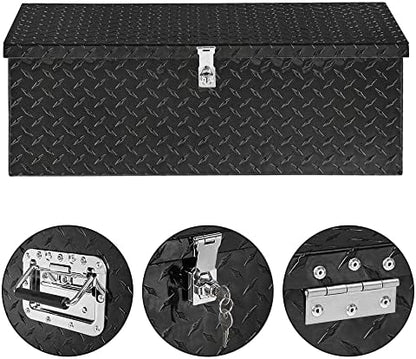 TUFFIOM 30" Aluminum Truck Bed Tool Box, Heavy Duty Diamond Plate Trailer Tool Box with Side Handle & Lock Keys, Tool Storage Organizer Chest for Pick up,Truck Bed,ATV,RV Trailer - Image 2