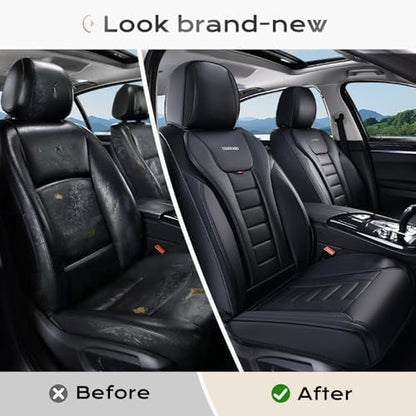 Coverado Car Seat Covers, Front Covers for Cars, Car Seat Cover Front Seats, Automotive Seat Cover, Waterproof, Leather Car Seat Cushion, Universal Interior Covers Seat Protectors for Most Cars - Image 5