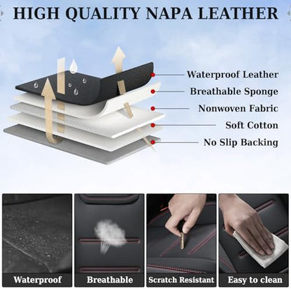 Coverado Car Seat Covers, Front Covers for Cars, Car Seat Cover Front Seats, Car Seat Protector Waterproof, Leather Cushion, Universal Interior Covers Seat Protectors for Most Cars - Image 5
