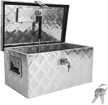 BLACKHORSE-RACING 20 Inch Aluminum Truck Tool Box with Side Handle and Lock Keys Storage Box for Pick Up Trucks, RVs, UTVs and Trailers by BLACKHORSE-RACING