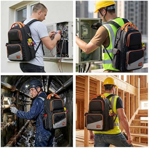 HISEA Tool Backpack, 18-Inch Heavy Duty Tool Bag Organizer with 37 Pockets - Image 6