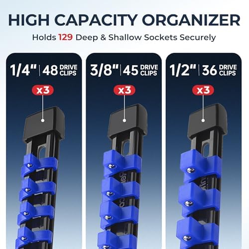 Reniteco 9-Pack Socket Organizer Set, 1/4" x 48 3/8" x 45 1/2" x 36 Clips - Image 5