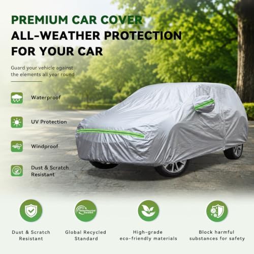 AUQDD 6-Layers Premium SUV Car Cover Waterproof All Weather Weatherproof UV Sun Protection Snow Dust Storm Resistant Outdoor Exterior Custom Form-Fit Full Padded Car Cover with Straps 205"-216" K10 - Image 3
